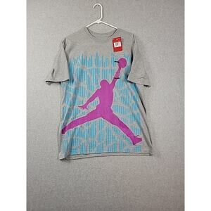 NWT Jordan Jump Man Gray Purple Blue Big Logo SS T Shirt Men's Large